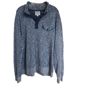 Lucky Brand Henley Pullover Mens XXL Heather Blue Mock Neck Long Sleeve